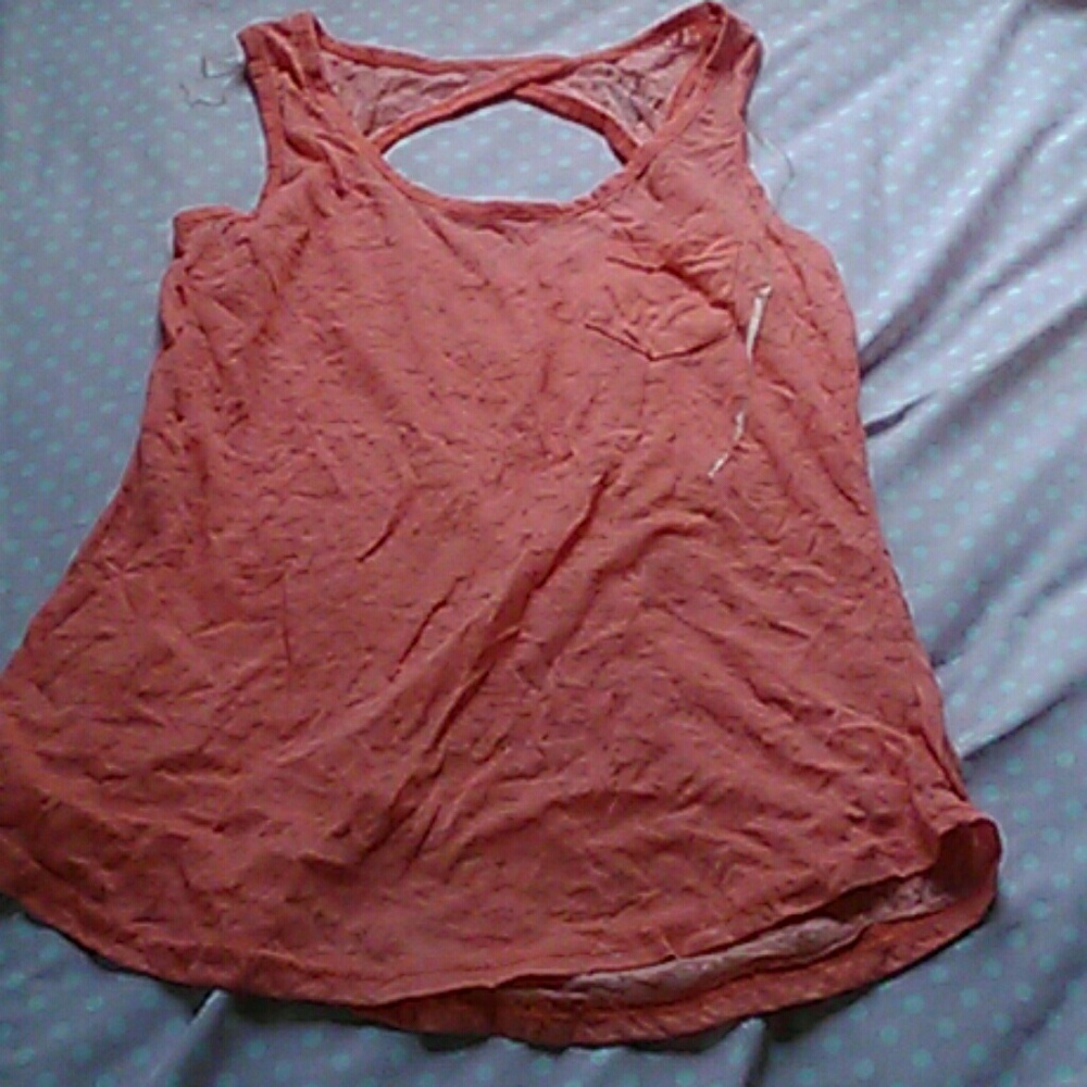 Peachy pink see through tank top